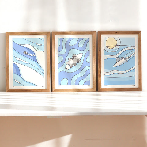 Blue Shades Print Trio