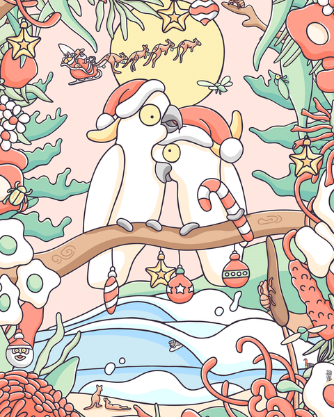 Create Your Own Christmas Cockatoo Family Print