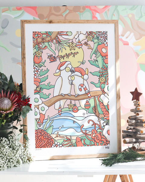 Create Your Own Christmas Cockatoo Family Print