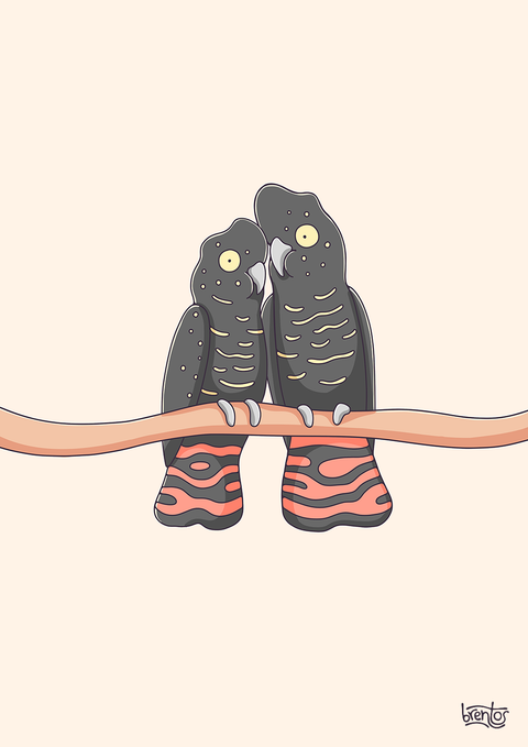 Create Your Own Black Cockatoo Couple Print