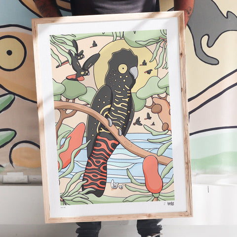 Black Cockatoo Family Print Trio