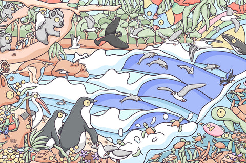 Beaches Seek and Find Art Print