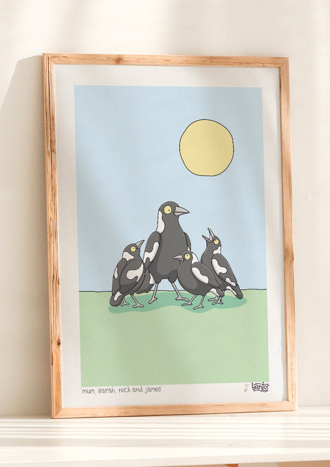 Create Your Own Magpie Family Print