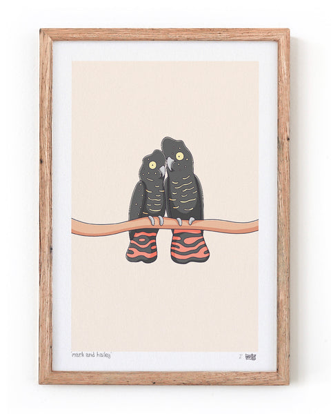 Create Your Own Black Cockatoo Couple Print