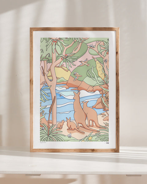 Kangaroo Beach Art Print