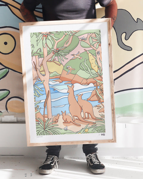 Kangaroo Beach Art Print