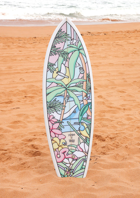 Yugen x Brentos Pastel Paradise 5'8 Quad Surfboard