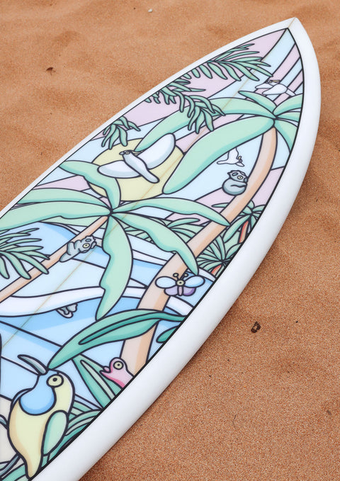 Yugen x Brentos Pastel Paradise 5'8 Quad Surfboard