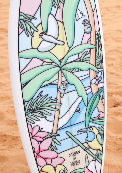 Yugen x Brentos Pastel Paradise 5'8 Quad Surfboard