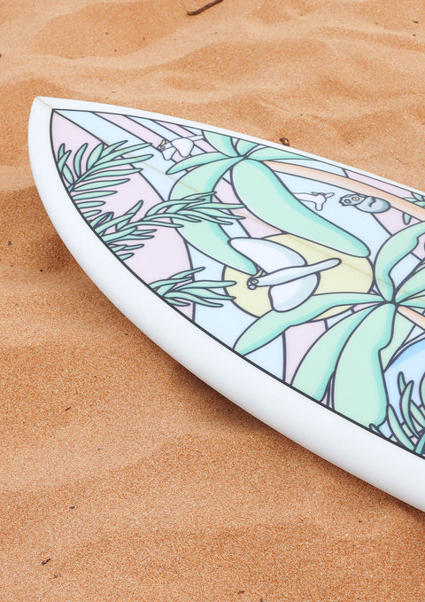 Yugen x Brentos Pastel Paradise 5'8 Quad Surfboard