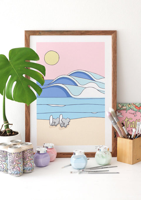 Two Surfer Koalas Art Print