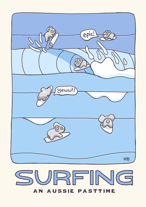 Surfing Koalas Poster