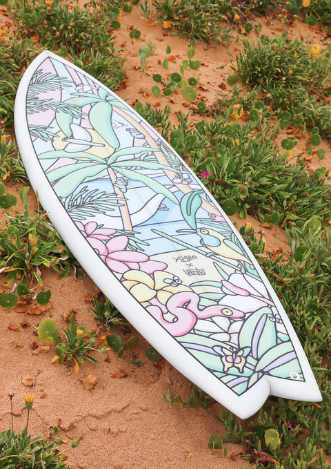 Yugen x Brentos Pastel Paradise 5'8 Quad Surfboard